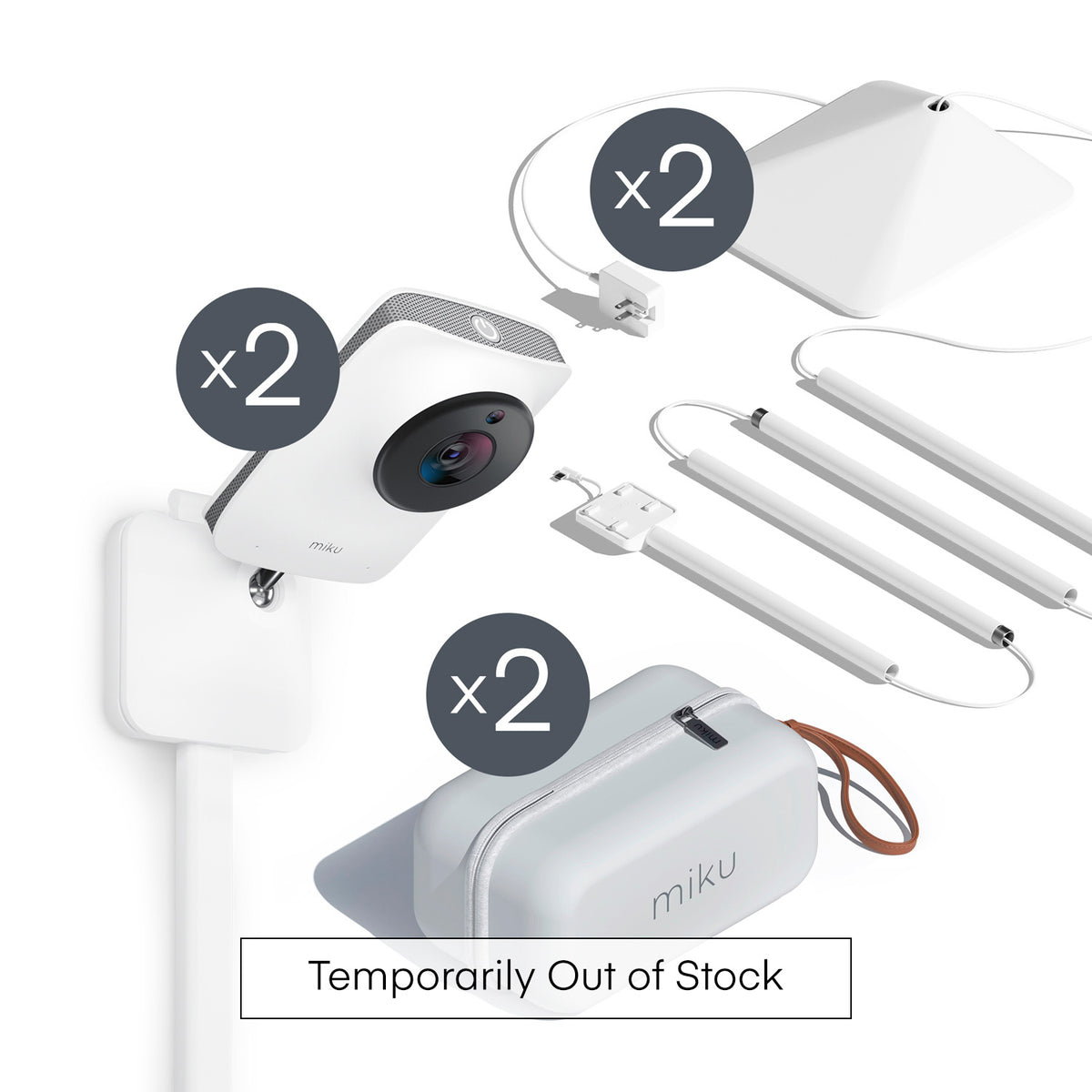 Miku Pro Smart Baby Monitor 2 Pack with 2 Floor Stands Bundle