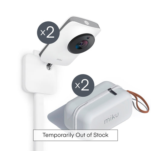 2 Miku Pro Smart Baby Monitors with 2 Travel Case - 2 Pack Bundle