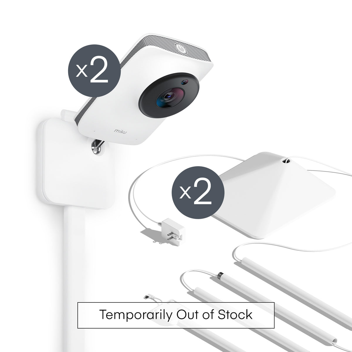 Miku Pro Smart Baby Monitor 2 Pack with 2 Floor Stands Bundle